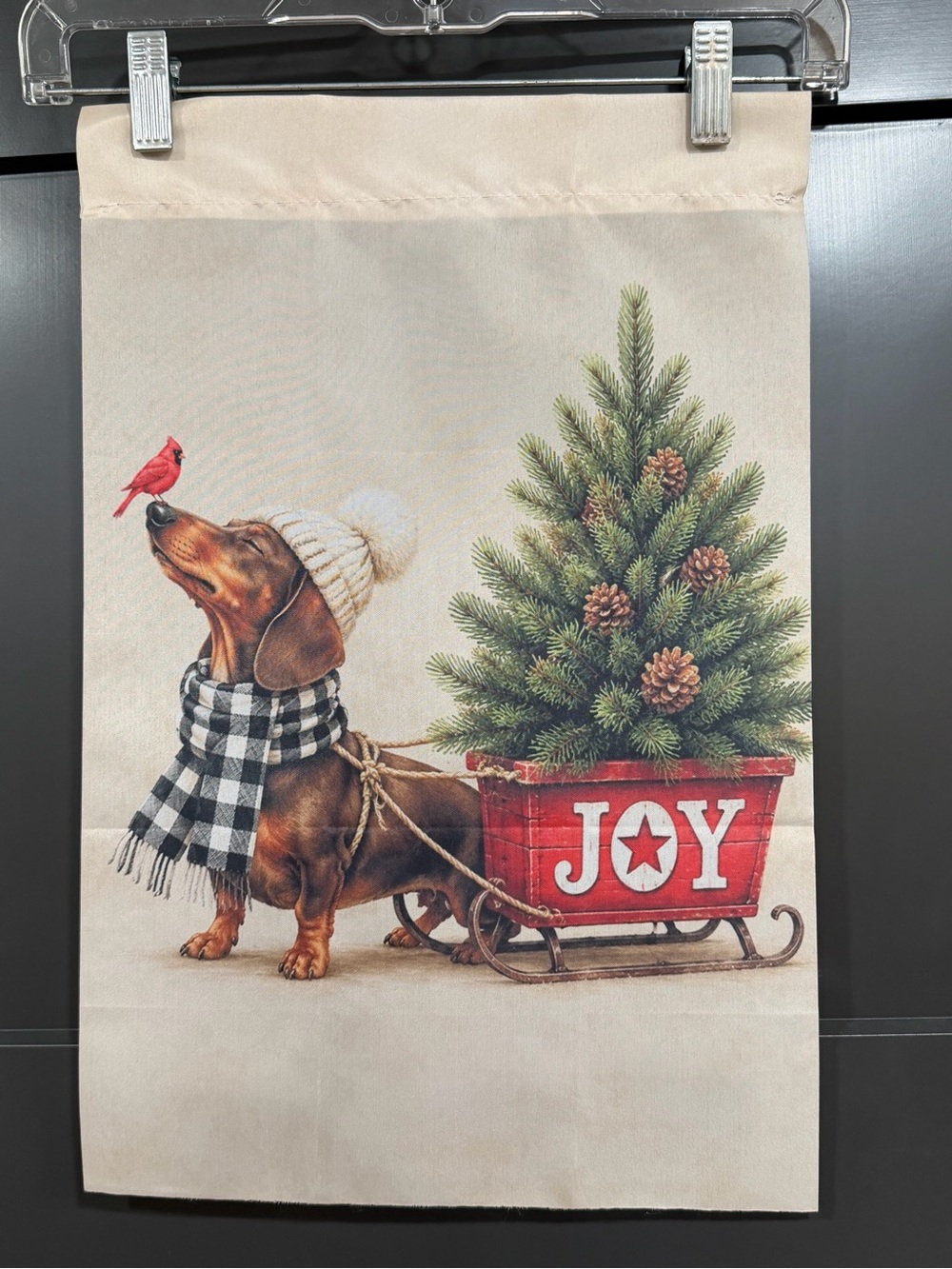Holiday Dachshund Garden Flag with Red 'JOY' Sled- NWOT